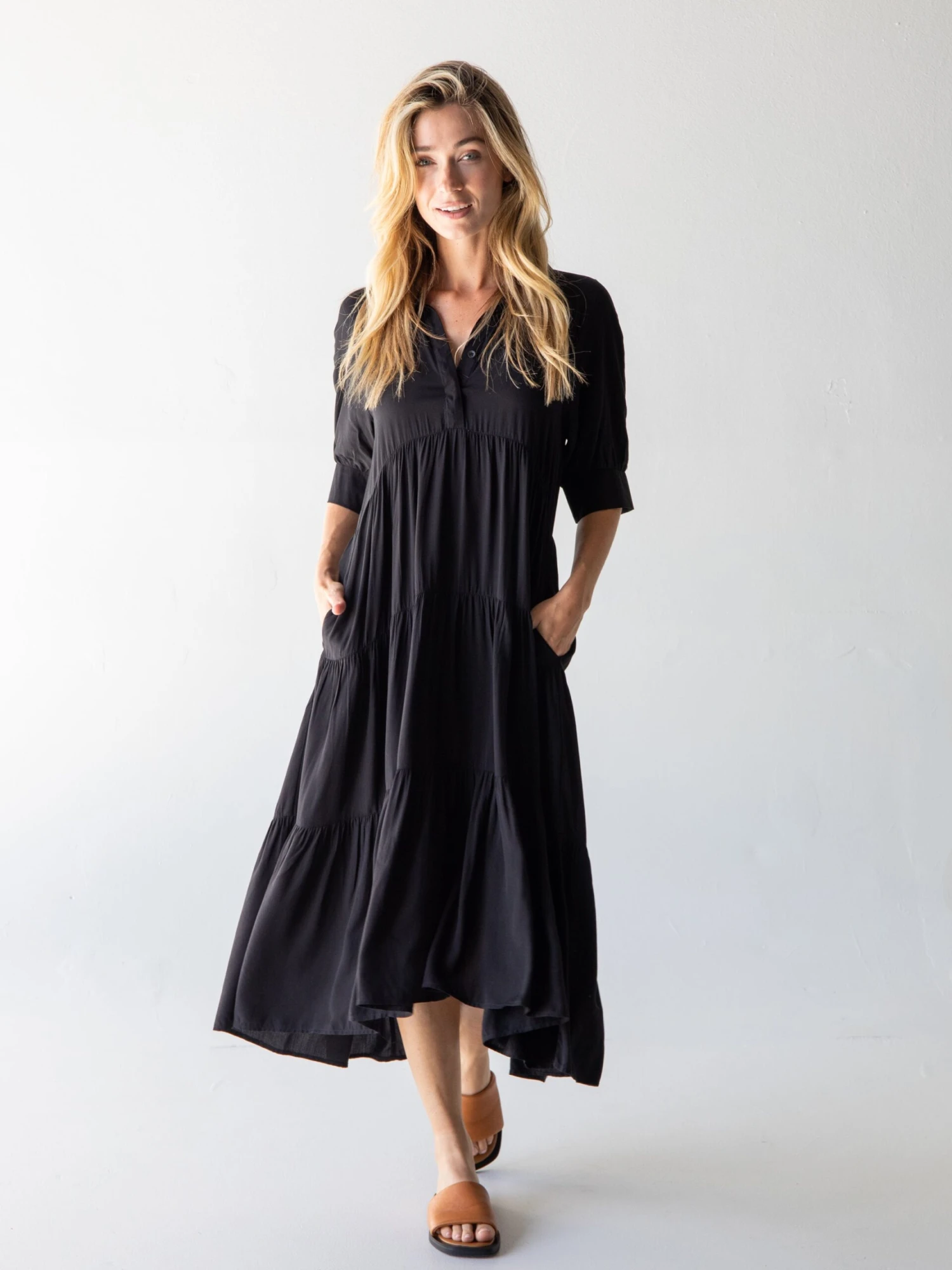 Natural Life Rebecca Tiered Dress - Black 3 Natural Life Rebecca Tiered Dress - Black