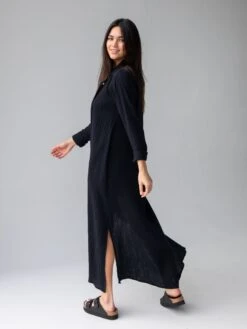 Natural Life Drew Gauze Shirt Dress - Black -Natural Life Shop 1A2A7355