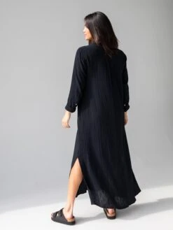 Natural Life Drew Gauze Shirt Dress - Black -Natural Life Shop 1A2A7386