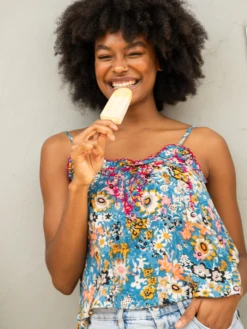 Natural Life Embroidered Harley Top - Blue Tan -Natural Life Shop 484A1437 20copy