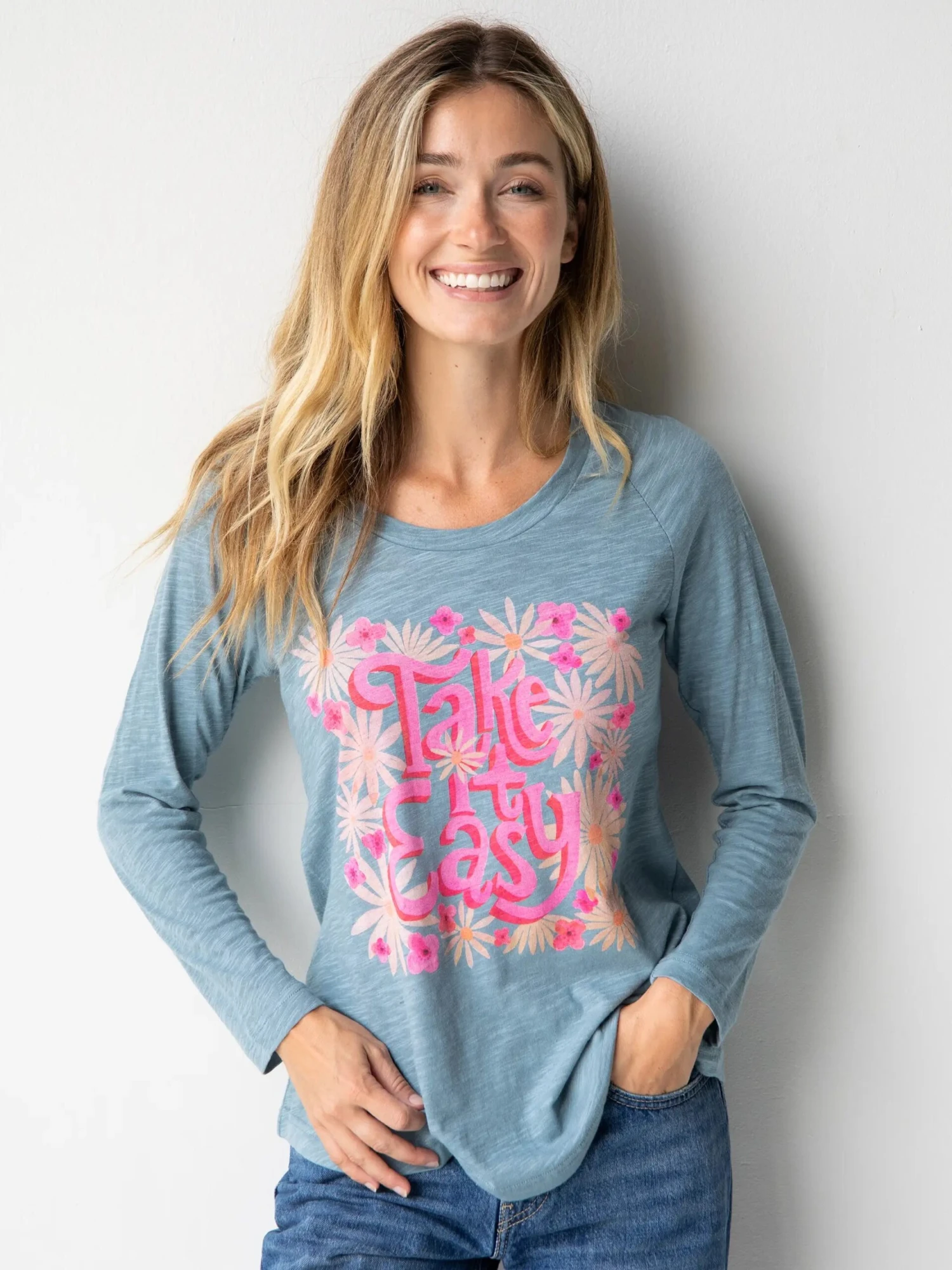 Natural Life Long Sleeve Boho Tee Shirt - Take It Easy 3 Natural Life Long Sleeve Boho Tee Shirt - Take It Easy