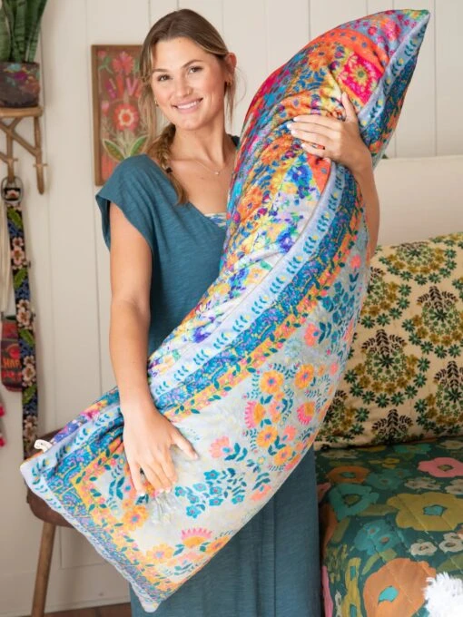 Natural Life Reversible Cozy Body Pillow Cover - Folk Flower Patchwork -Natural Life Shop 484A3109