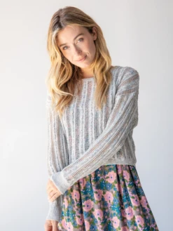 Natural Life Millie Cropped Sweater - Light Blue