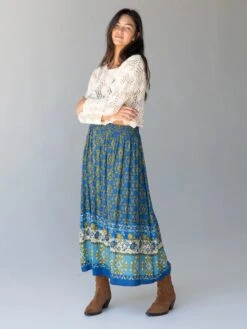 Natural Life Maylin Midi Skirt - Blue Border Print -Natural Life Shop 484A6328 20copy