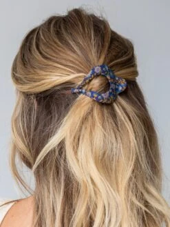 Natural Life Floral Fabric Boho Hair Clip - Indigo