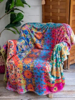 Natural Life Cozy Throw Blanket - Bright Patchwork -Natural Life Shop BLKT000039 1