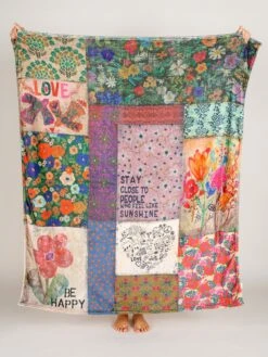 Natural Life Cozy Throw Blanket - Block Patchwork -Natural Life Shop BLKT230 2
