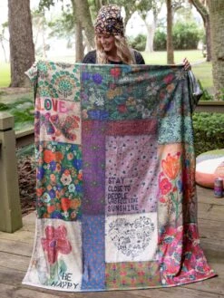 Natural Life Cozy Throw Blanket - Block Patchwork