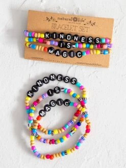 Natural Life Mantra Bracelet Set - Kindness Is Magic