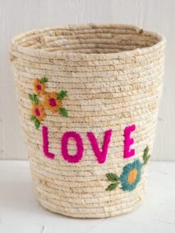Natural Life Hand Embroidered Basket