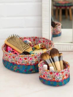 Natural Life Mini Collapsible Storage Bins, Set Of 2 - Floral