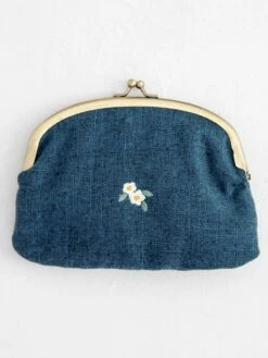 Natural Life Embroidered Coin Purse - Washed Navy -Natural Life Shop CPRS164 1