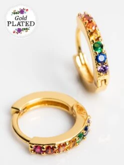 Natural Life Huggie Hoop Earrings - Rainbow