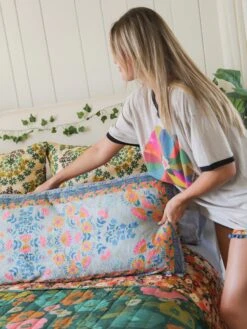 Natural Life Reversible Cozy Body Pillow Cover - Folk Flower Patchwork -Natural Life Shop PLW000053 3