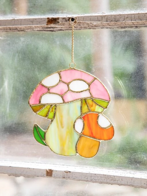Natural Life Stained Glass Window Hanging - Mushroom -Natural Life Shop SUN000023 1