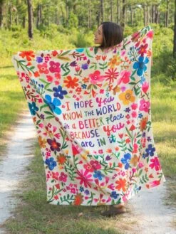 Natural Life Cozy Throw Blanket - You Make The World Better