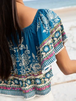 Natural Life Sabrina Crop Top - Navy Borders -Natural Life Shop VP3A5491 20copy