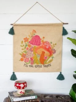 Natural Life Tassel Wall Tapestry - Mushrooms
